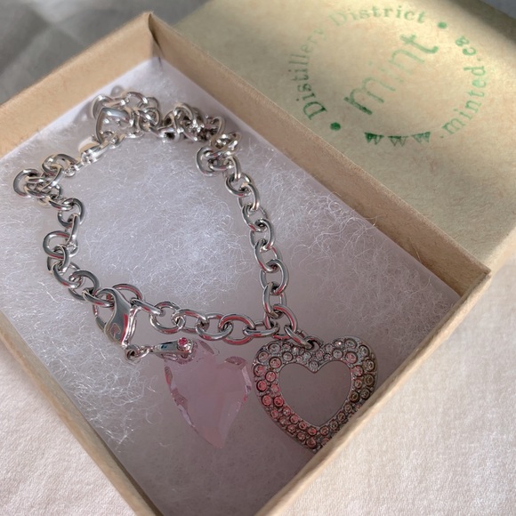 Pink Silver Hearts Charm Bracelet - Picture 2 of 5